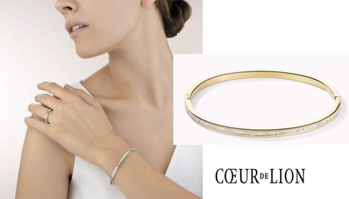 Bangle stainless steel gold & crystals pavé crystal