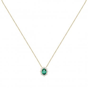 18ct Emerald And Diamond Necklace