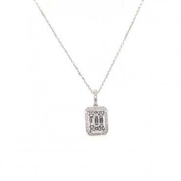 18ct Emerald Cut Shaped Diamond Pendant