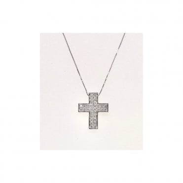 18ct White Gold Diamond Cross