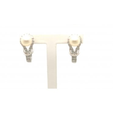 9ct Diamond & Cultured Pearl Earrings