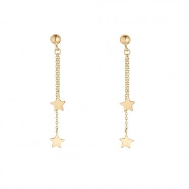 9ct Drop Star Chain Earrings
