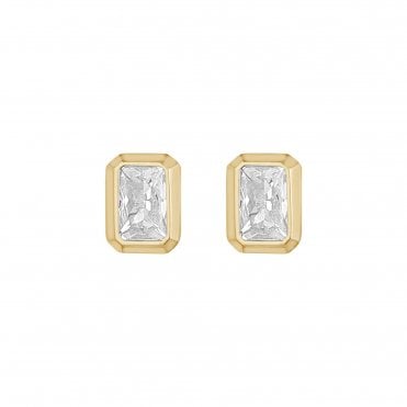 9ct Emerald Cut Solitaire Earrings