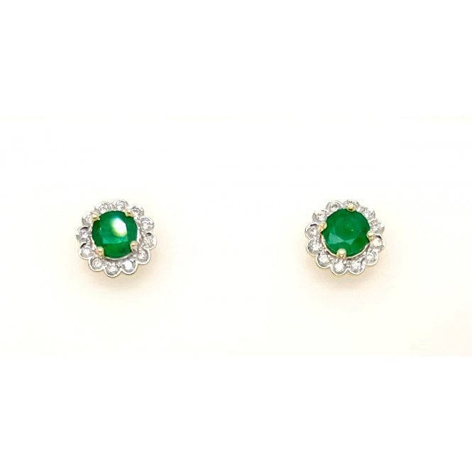 Gerry Browne Gold 9ct Emerald & Diamond Earrings