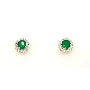 9ct Emerald & Diamond Earrings