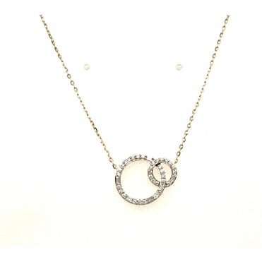9ct Gold & Diamond Two Circle Pendant