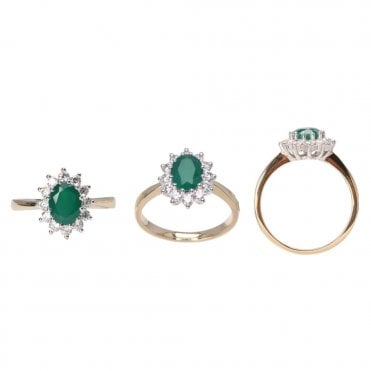 9ct Gold Emerald Style Ring