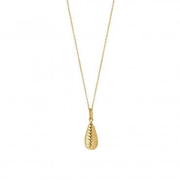 9ct Gold Ribbed Teardrop Pendant