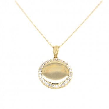 9ct Gold Stone Set Disc Pendant