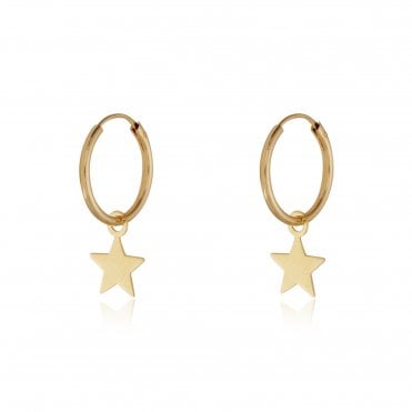 9ct Hoop Star Drop Earrings