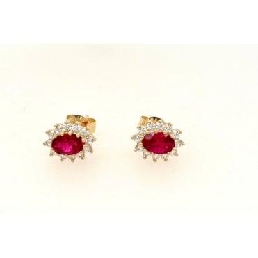 9ct Ruby Cluster Earring
