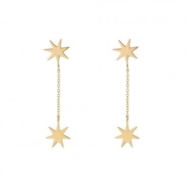 9ct Star Chain Drop Earrings