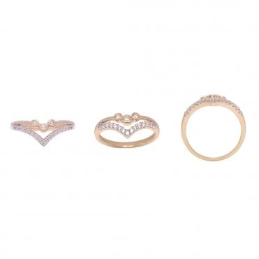 9ct Stone Set Double Wishbone Ring
