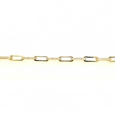 9ct Stone Set Paperlink Bracelet