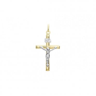 9ct Two Tone Crucifix & Chain