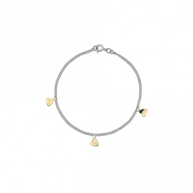 Gerry Browne Gold 9ct Two Tone Gold Heart Double Bracelet