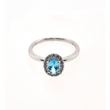 9ct White Gold & Blue Topaz Ring