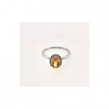 9ct White Gold & Citrine Ring