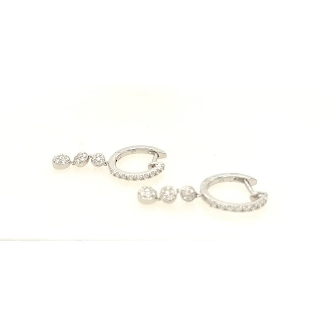 Gerry Browne Gold 9ct White Gold Diamond Drop Hoop Earrings