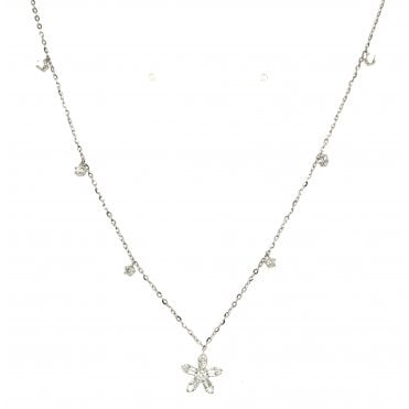9ct White Gold & Diamond Flower Pendant