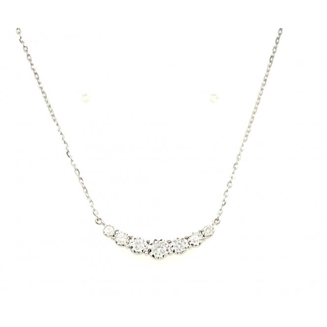 Gerry Browne Gold 9ct White Gold & Diamond Line Necklet