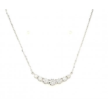 9ct White Gold & Diamond Line Necklet