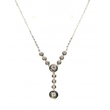 9ct White Gold & Diamond Y Pendant