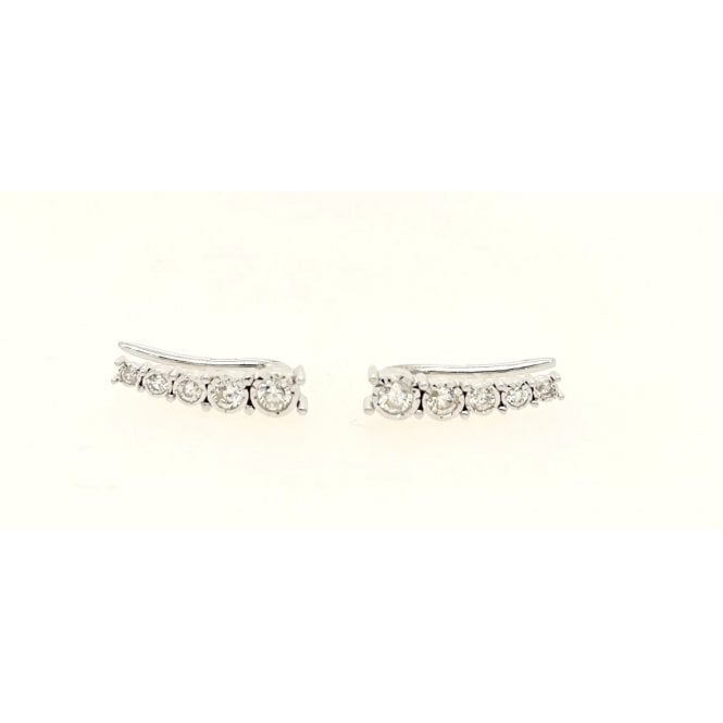 Gerry Browne Gold 9ct White Gold Graduated Diamond Earrings