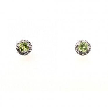 9ct White Gold & Peridot Earrings