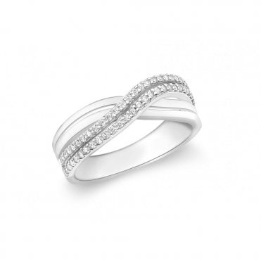 9ct White Gold Stone Set Ring