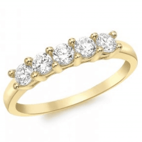 9ct Yellow Gold 5 Stone Ring