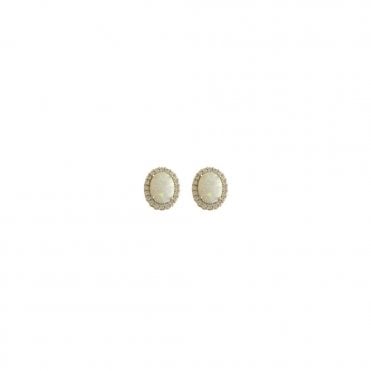 9ct Yellow Gold Stone Set Opal Cluster Earrings