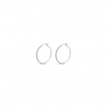 Absolute Silver Stone Set Hoop Earring