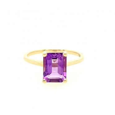 Amethyst Emerald Cut Ring