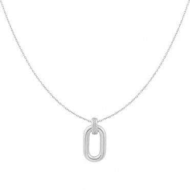 Silver Oval Hoop Pendant Necklace