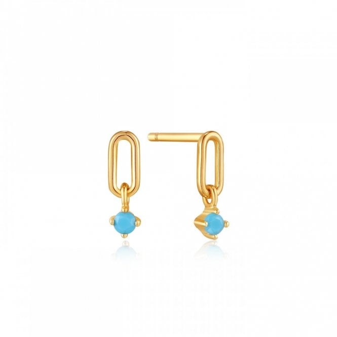Ania Haie  Turquoise Gold Link Stud Earrings