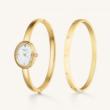Bangle Watch & Crystal Bangle Bracelet Set