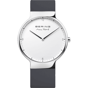 Bering Gents Max Rene Stainless Steel White Dial Black Strap Watch