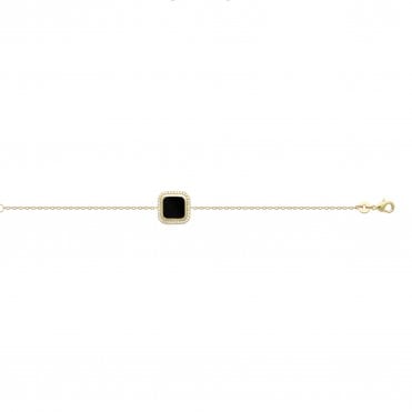 Black Enamel And Cz Bracelet