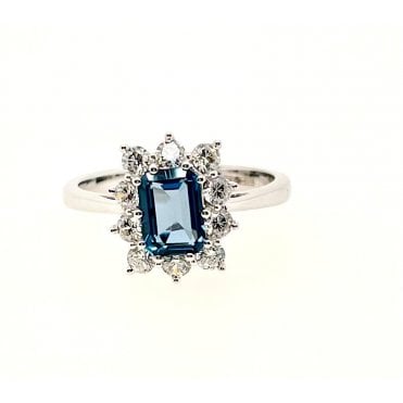 Blue Topaz Cluster Ring