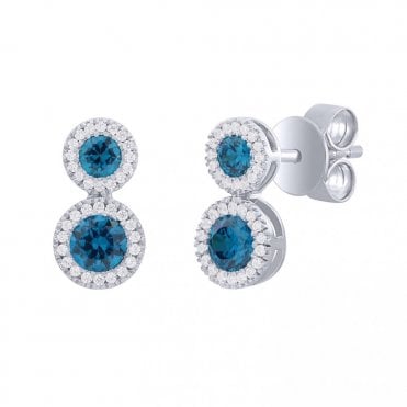 Blue Topaz & Diamond Earrings