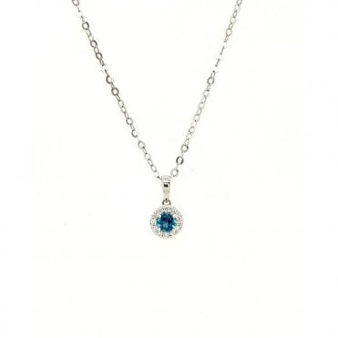Blue Topaz & Diamond Pendant