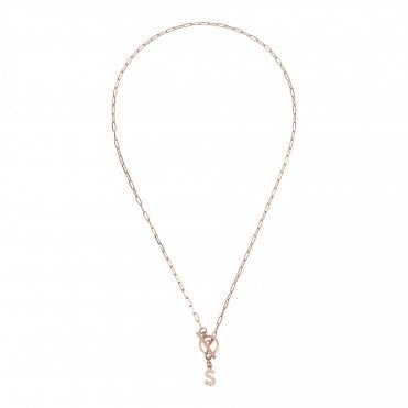 Rose Initial Paperlink T Bar Chain