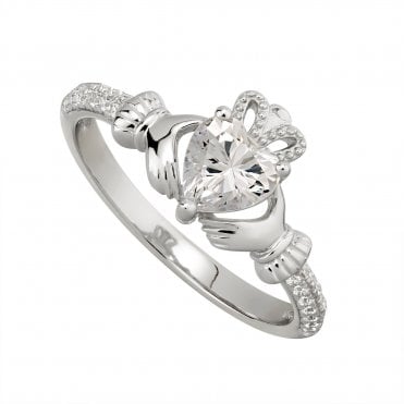 Stone Set Claddagh Ring