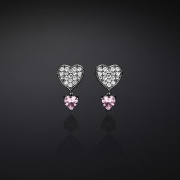 Chiara Ferragni Pave Stud And Pink Cz Drop Earrings