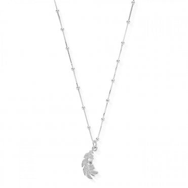 Chlobo Sterling Silver Newbie Feather Pendant 48cm