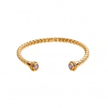 Chlobo Sterling Silver Yellow Gold Plated Divine Destiny Bangle - Gift Packaged