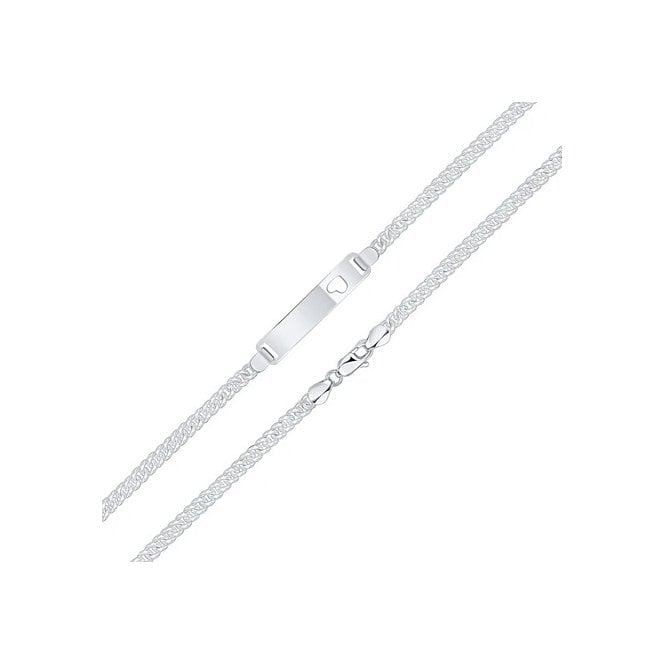PURE Silver Curb ID Heart Bracelet