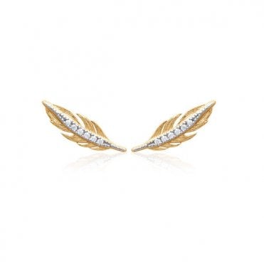 Cz Feather Stud Earring