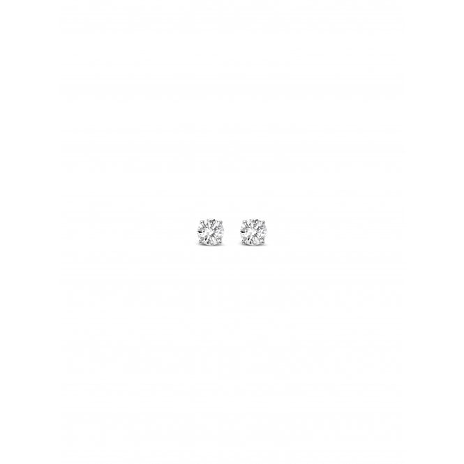 Absolute Silver Cz Solitaire Stud Earrings